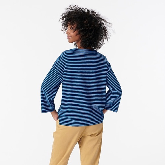 J. Crew Avec Amour Embroidered T-shirt In Stripe - Picture 3 of 6